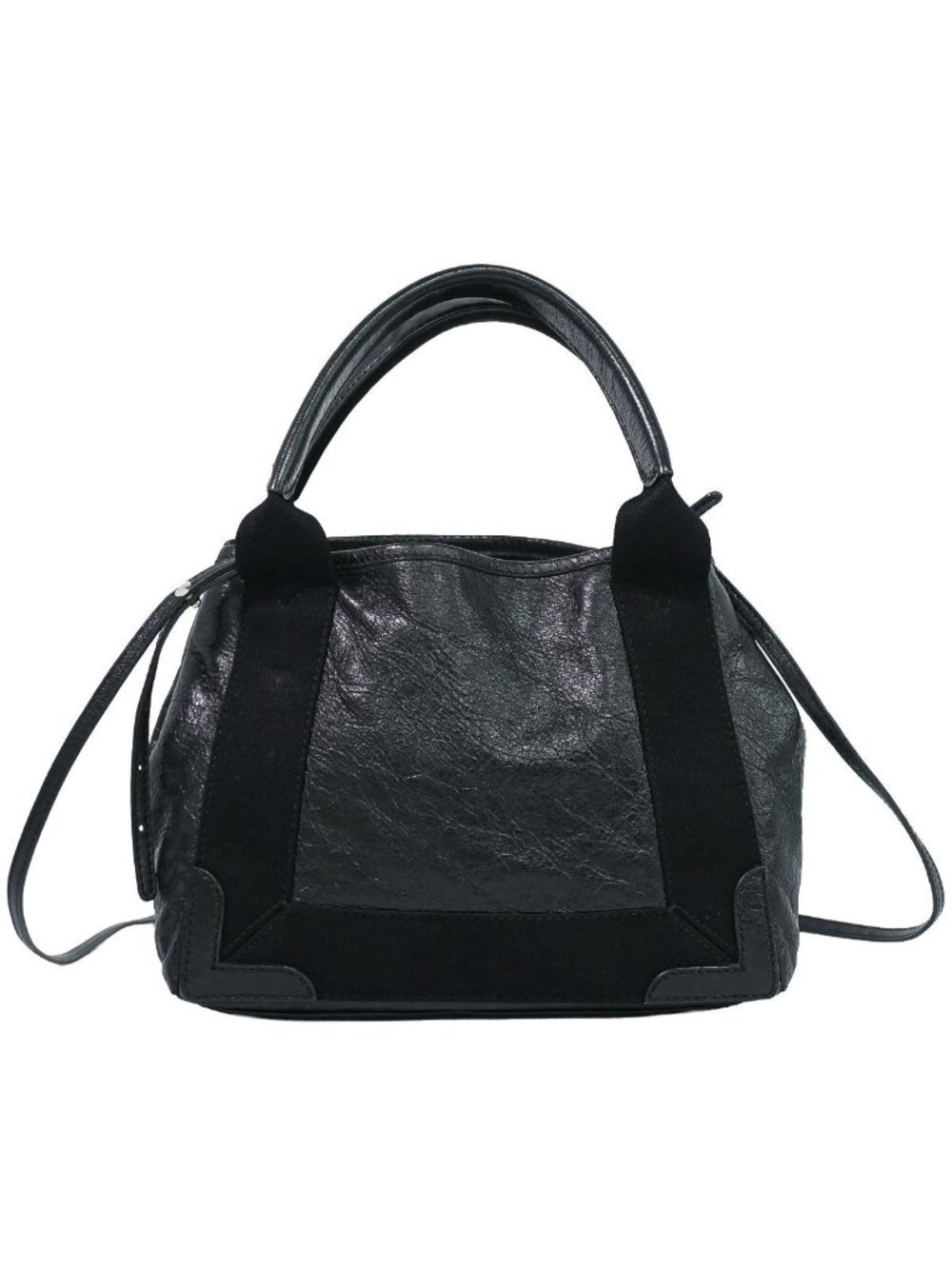 Balenciaga Navy Cabas XS 2-Way Shoulder Bag Pochette Leather Black